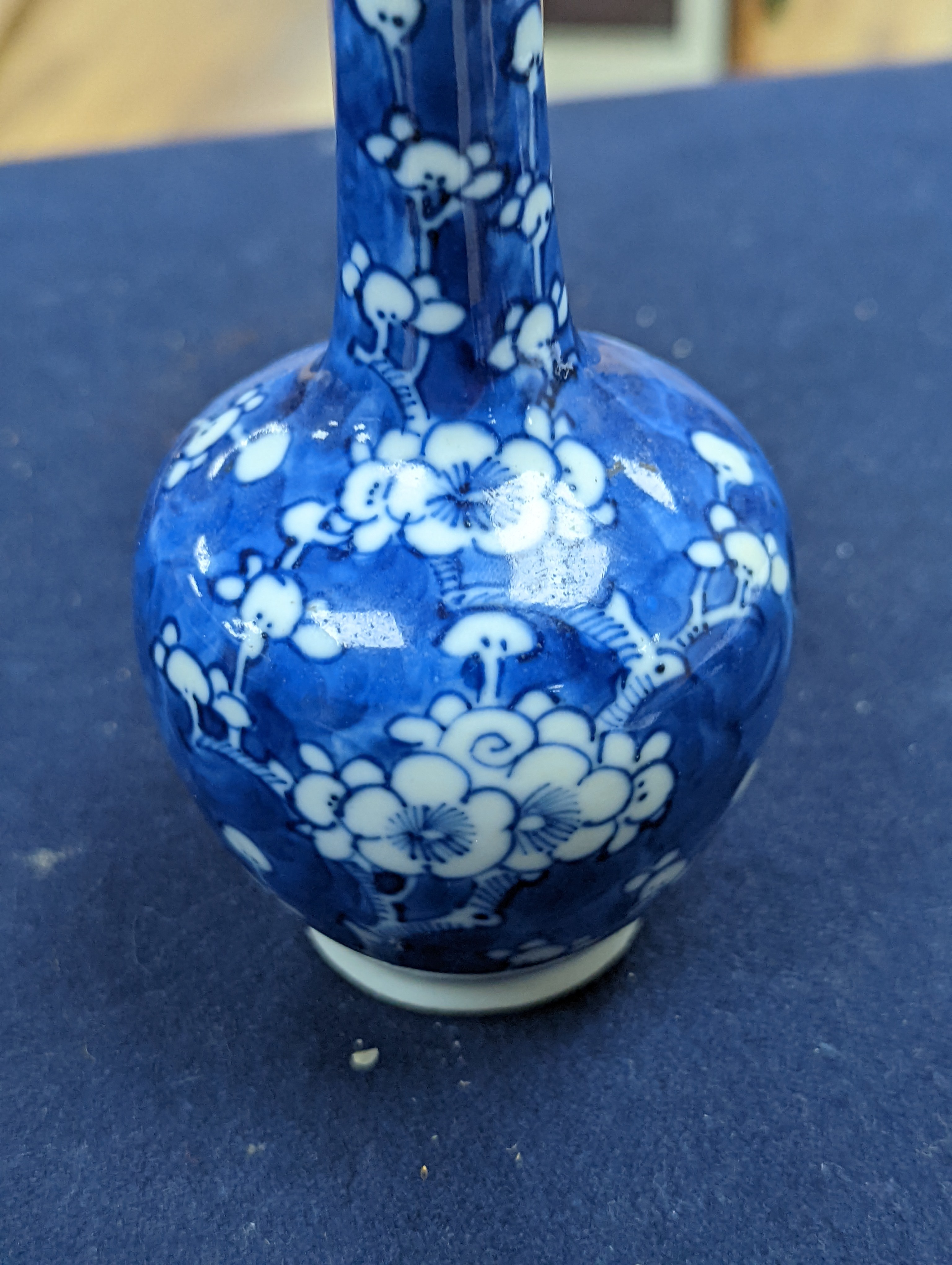 A 19th century Chinese blue and white small bottle vase 15cm